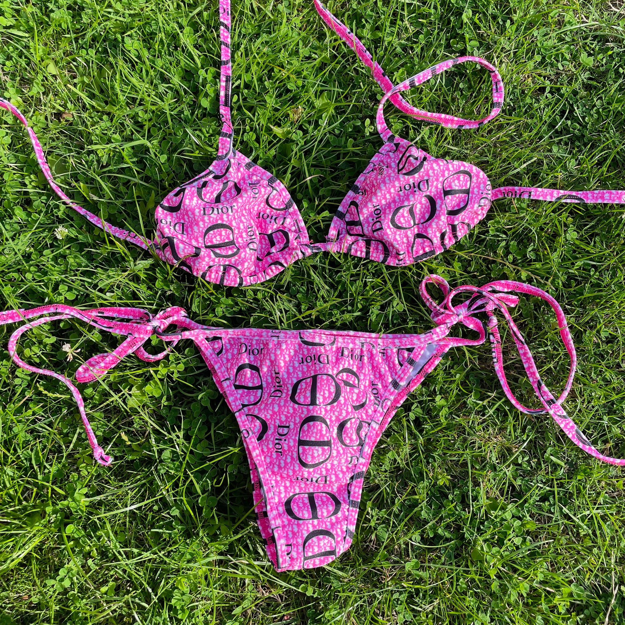 Hot Pink & Black Logo Bikini