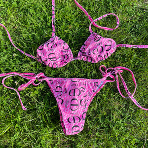 Hot Pink & Black Logo Bikini