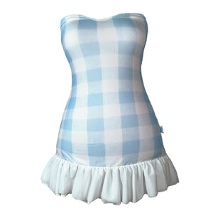 Blue Gingham Frilly Dress