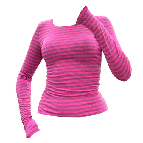 Pink Stripe Long Sleeve Top
