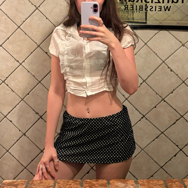 Polka Dot Swim Skirt Black